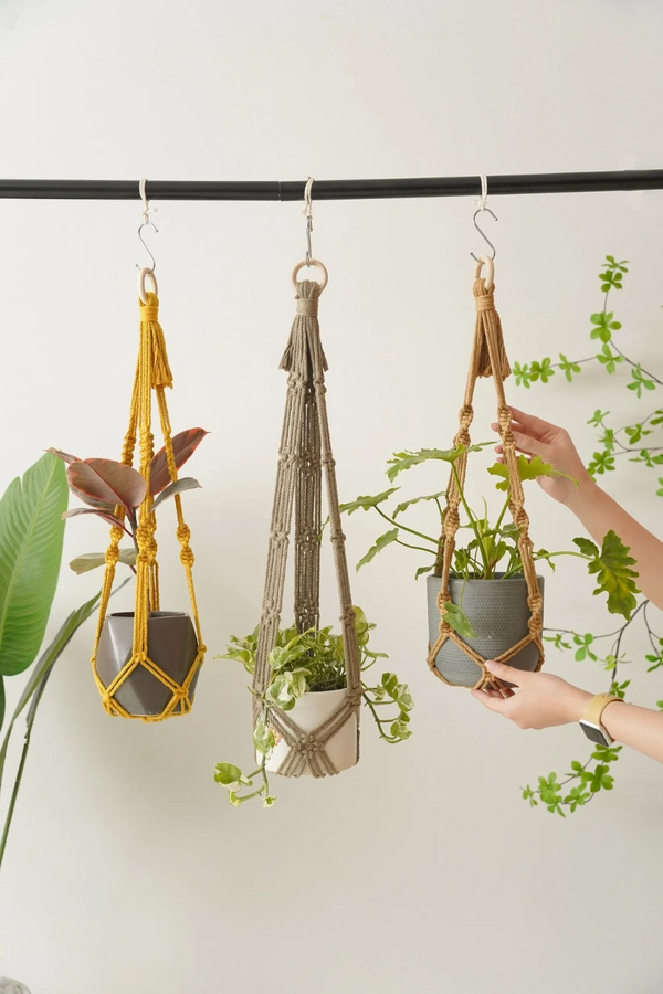 Macrame Plant Hanger w/o Tassel - Hanging Planters, No Tail Plant Hanger