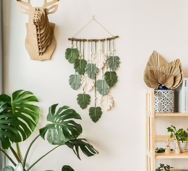 Leaf Macramé Wall Hanging – Bohemian Botanical Decor