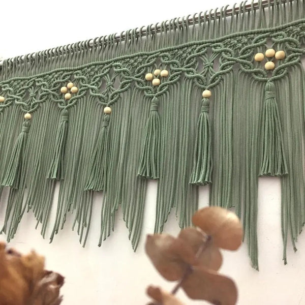 Handmade Macramé Valance – Custom Width, 2 Heights, 25 Color Options