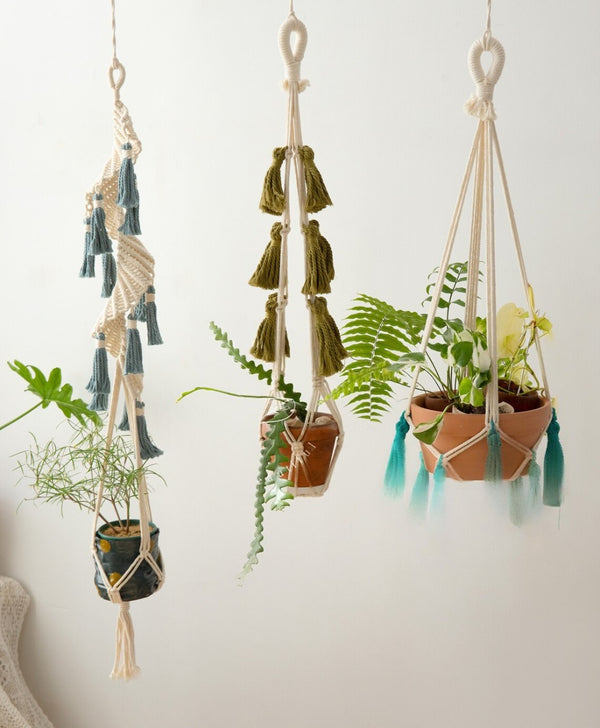Handmade Macramé Plant Hangers – Set of 3 Styles