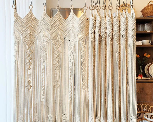 Handmade Macramé Curtain Drapes – Cotton Wall Divider