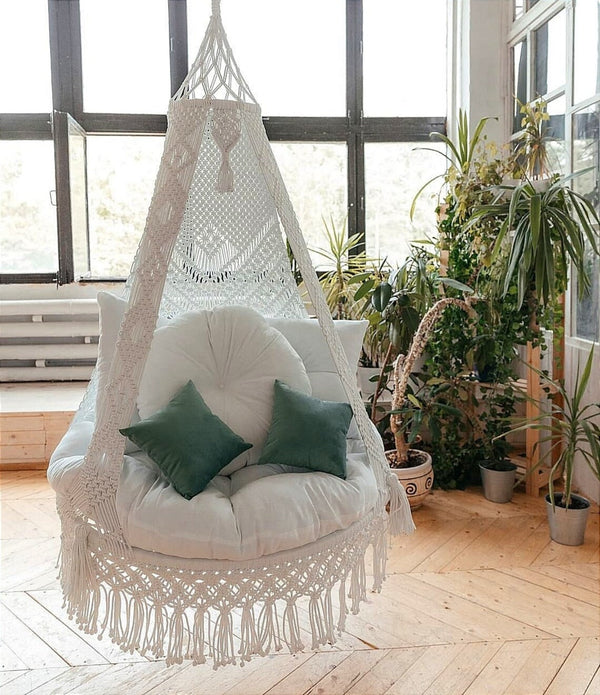 Macrame Hanging Chair - Boho Swing Chair, Home Decor