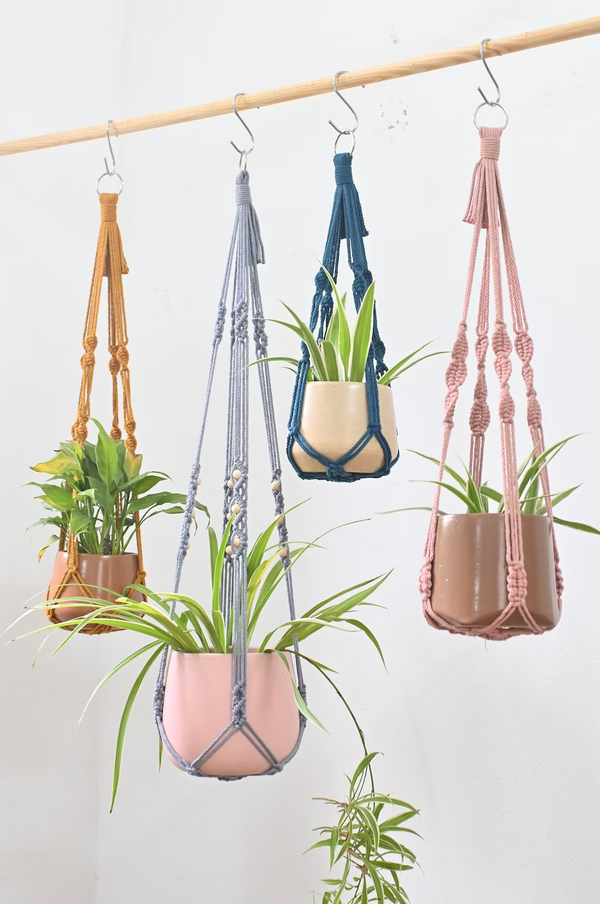 No Tassel Macrame Plant Hanger - Hanging Planters, No Tail Plant Hanger