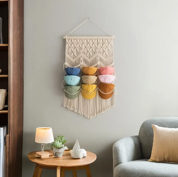 Macramé Cap Hanger | Wall Hat Organizer
