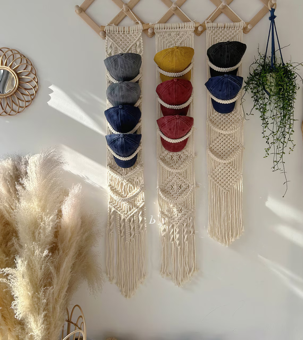 Macramé Cap Hanger – 3 to 8 Hat Options